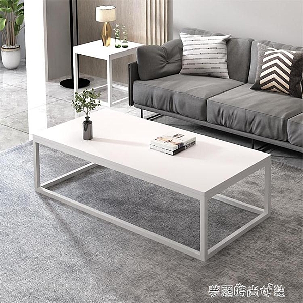 美式茶幾小戶型簡約現代實木工業風茶桌簡易電視柜創意鐵藝長桌子