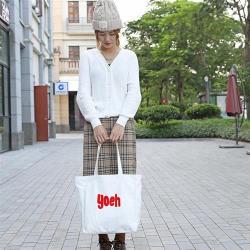 【米蘭精品】手提包帆布單肩包-字母購物袋大容量休閒女包包6色73xb36