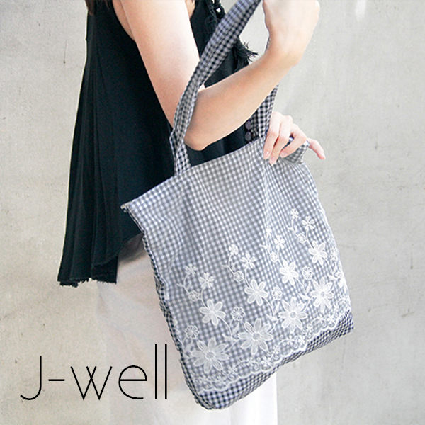 托特包 拼接蕾絲小格子托特包 7J1732 現貨 J-WELL