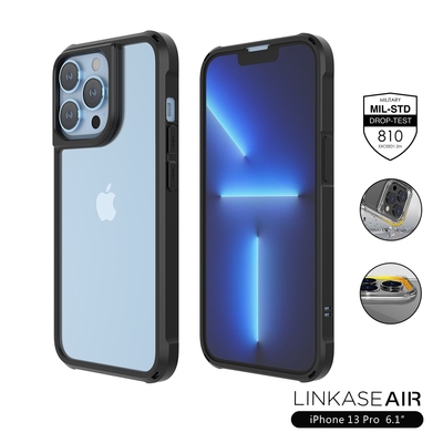 ABSOLUTE LINKASEAIR iPhone 13 Pro (6.1吋) 軍規防摔抗變色抗菌大猩猩玻璃保護殼-曜石黑