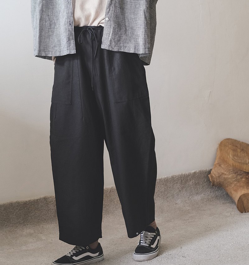 トースト方吐司 綁繩氣球寬褲 - 2色- 墨魚吐司