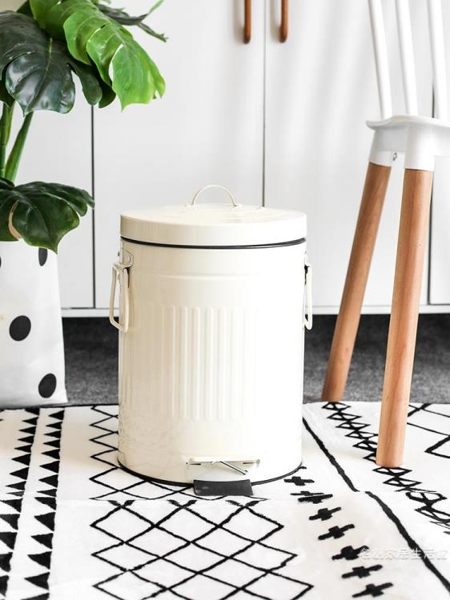 8升帶蓋緩降圓筒歐式時尚創意家用客廳臥室廚房衛生間腳踏垃圾桶