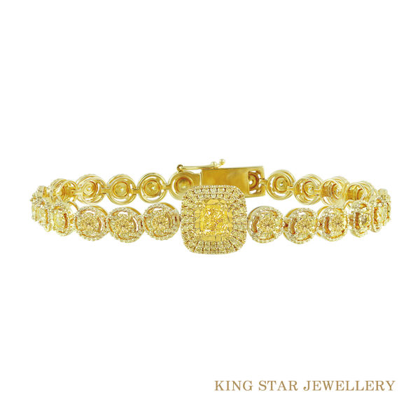 靓麗2.5克拉黃彩鑽18K金鑽石手鍊 King Star 海辰國際珠寶 鑽石 飾品 禮物