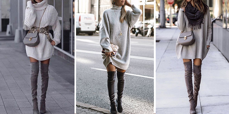 膝上靴穿搭 膝上靴 過膝靴 灰色膝上靴