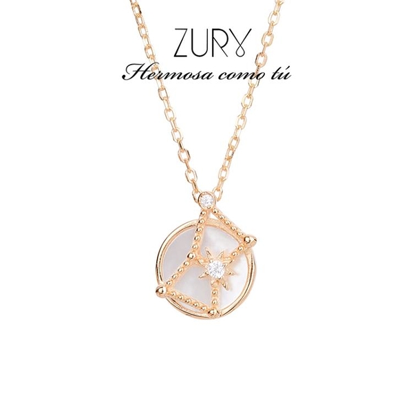 TTikk tik~西班牙ZURYstar同款925純銀項鍊 獵戶星座天然白貝殼項鍊飾品首飾