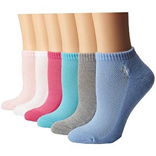 Ralph Lauren 女襪超低腳踝運動什錦多彩(6個一包)