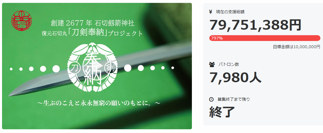 刀劍亂舞商品宣傳 集資網頁1