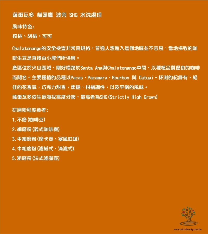 薩爾瓦多 貓頭鷹 波旁 SHG 水洗處理