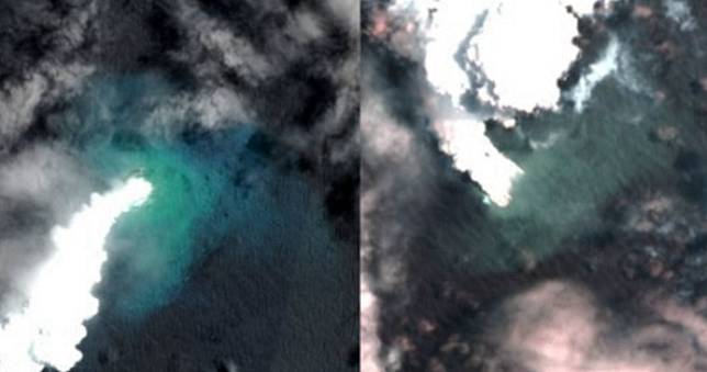 海底火山狂噴18天！東加王國一座島沉沒但得到3倍大新島