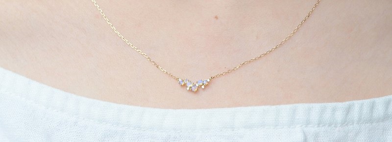 sowi-10K蛋白石x鑽石項鍊