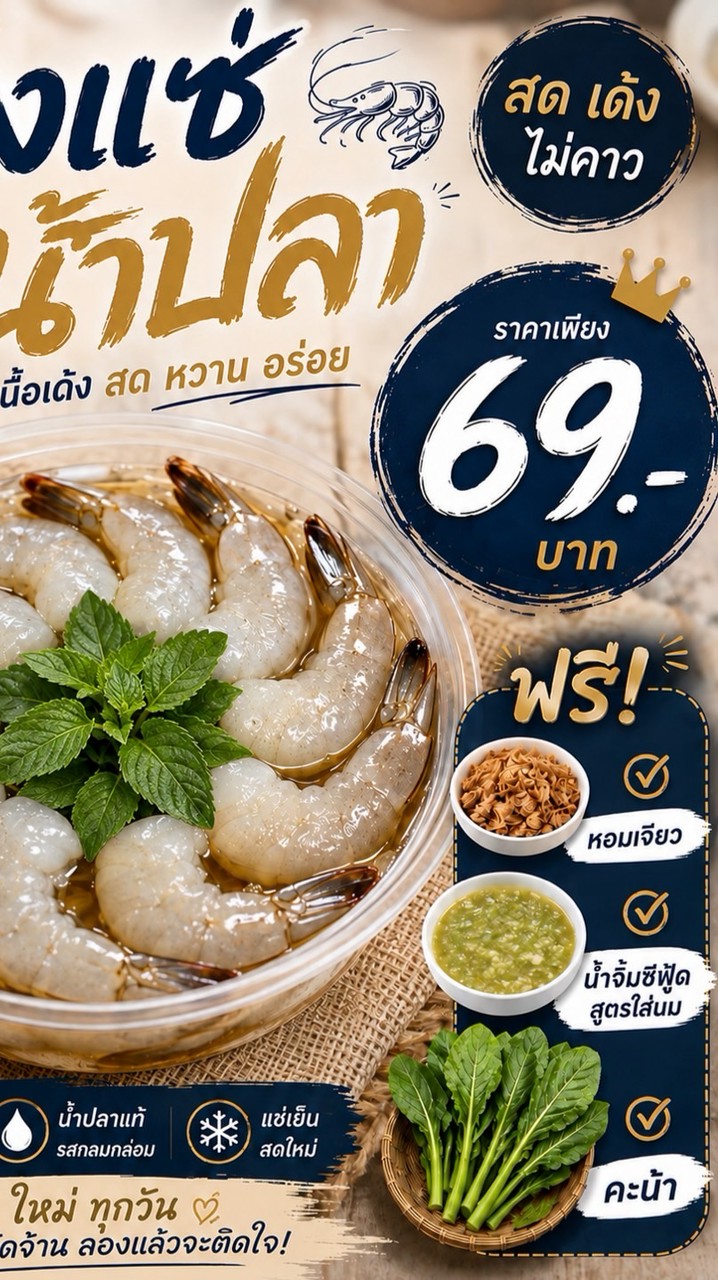 กุ้งแช่บ้านกลาง(กุ้งแช่น้ำน้ำปลาวงศ์สว่าง)