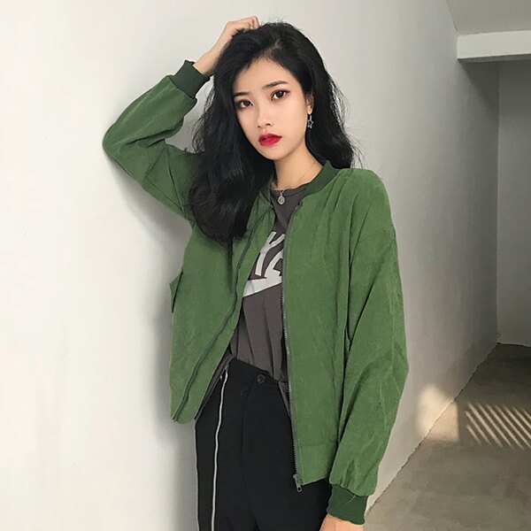 SISI【C9012】四季休閒百搭韓版寬鬆素面長袖棒球外套夾克外套防曬薄外套上衣女裝