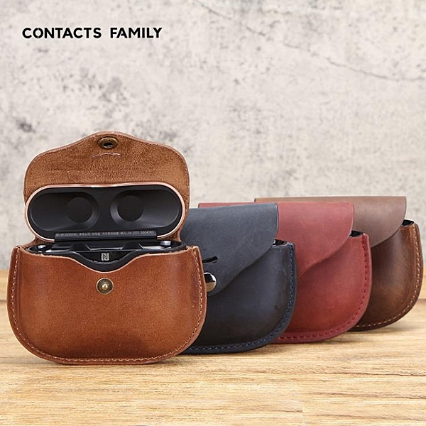 適用索尼wf-1000xm3耳機套瘋馬皮無線藍牙耳機保護套防摔皮套