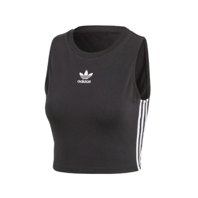 品牌: ADIDAS 型號: CY4745 品名: Crop Top 特點: 愛迪達 三葉草 三線 街頭流行款 黑 白