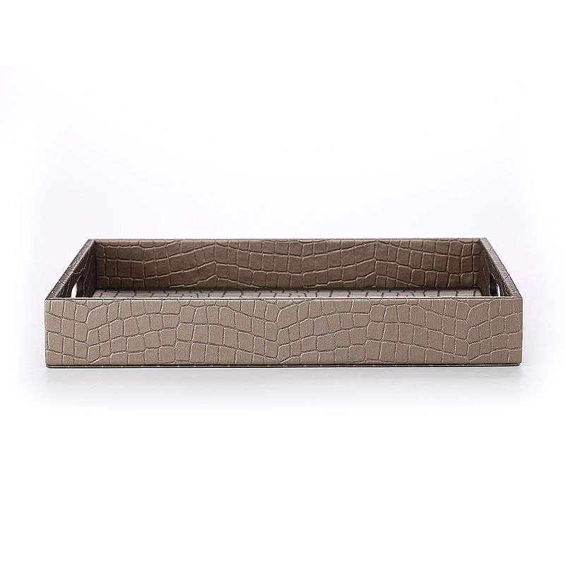 手工精製提手皮革托盤(28X35)-(奢華咖啡金鱷魚皮紋)