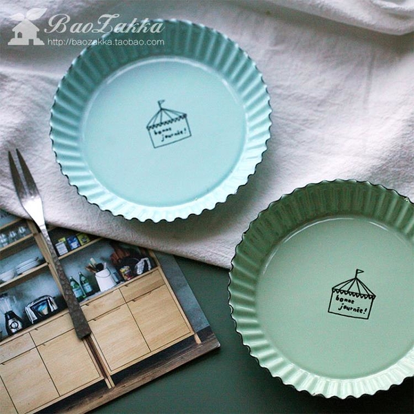BAO 出口琺瑯餐具波浪邊搪瓷點心碟烤派盤 甜點