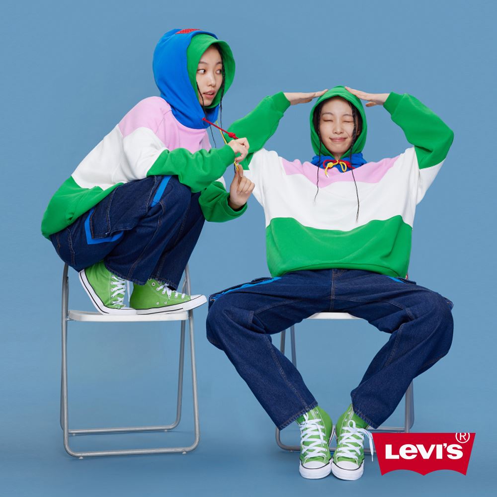 Levis X LEGO限量聯名 男女同款 Oversize寬鬆版側口袋帽T / 雙層連帽設計 / 樂高豆豆樂標牌 人氣新品