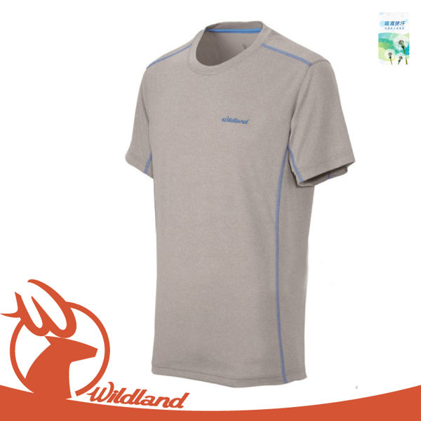 【Wildland 男 雙色圓領排汗抗UV上衣《灰》】OA31610/運動衣/登山露營/籃球/慢跑/吸濕排汗