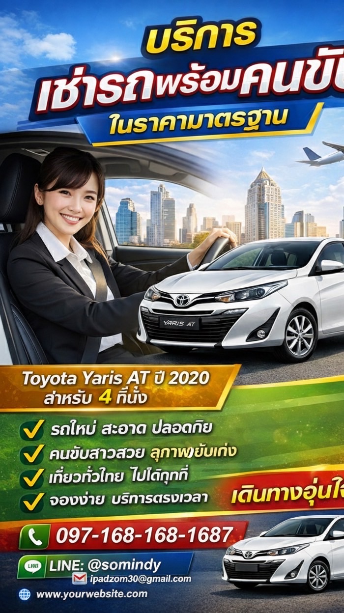 รถพร้อมคนขับ ผู้หญิงขับอุ่นใจรับประกัน💯%