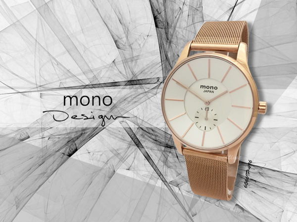 【時間道】mono 曼諾 簡約都會風小秒盤腕錶 /白面玫瑰金米蘭(6066RG-496)免運費