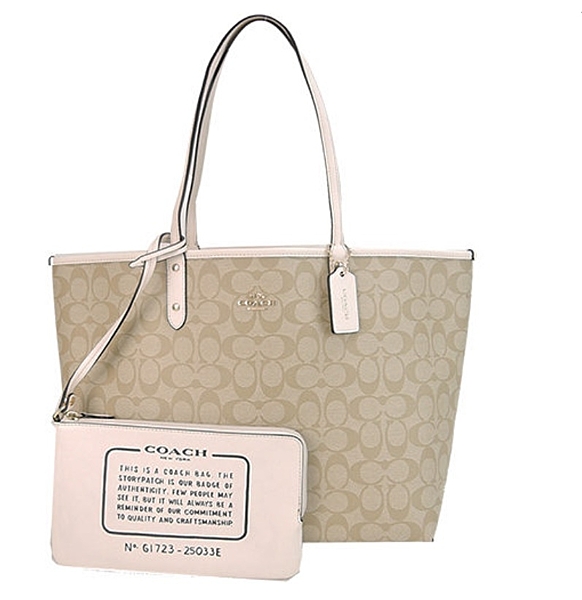 COACH 經典托特包n雙面使用、附手拿包n防潑水皮革