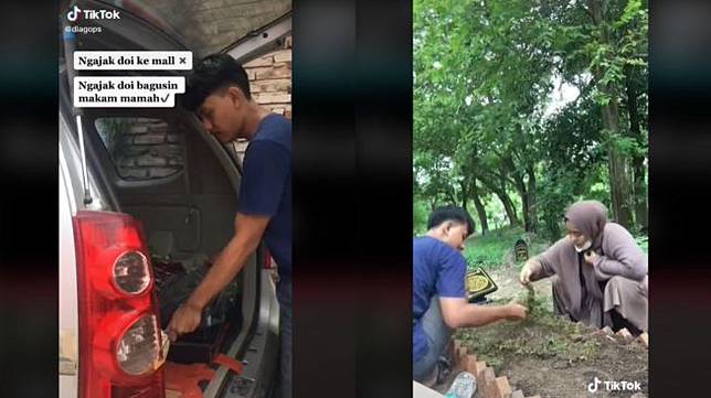 Viral Pria Ajak Pacar ke Makam Ibu (tiktok.com/@diagops)