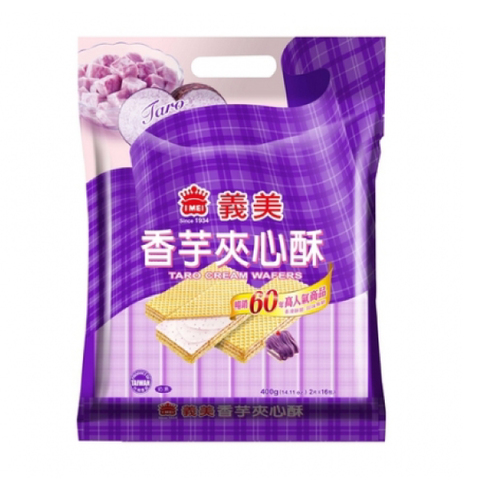 葷素別：奶素保存期限：一年規格：400g/袋商品成份：麵粉、植物油(棕櫚油、棕櫚仁油、乳化劑(脂肪酸丙二醇酯)、抗氧化劑(混合濃縮生育醇))、蔗糖、芋頭粉、奶粉、紫地瓜粉、奶油、膨脹劑(碳酸氫鈉)、香