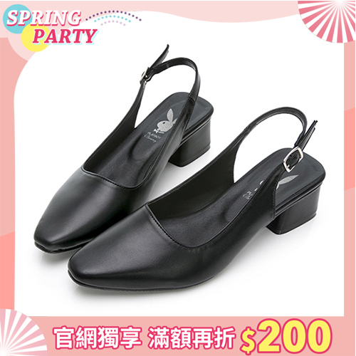 【零碼挖寶 第二雙再79折】PLAYBOY -玩美小時光 知性美學瑪莉珍鞋-黑(YD7319)