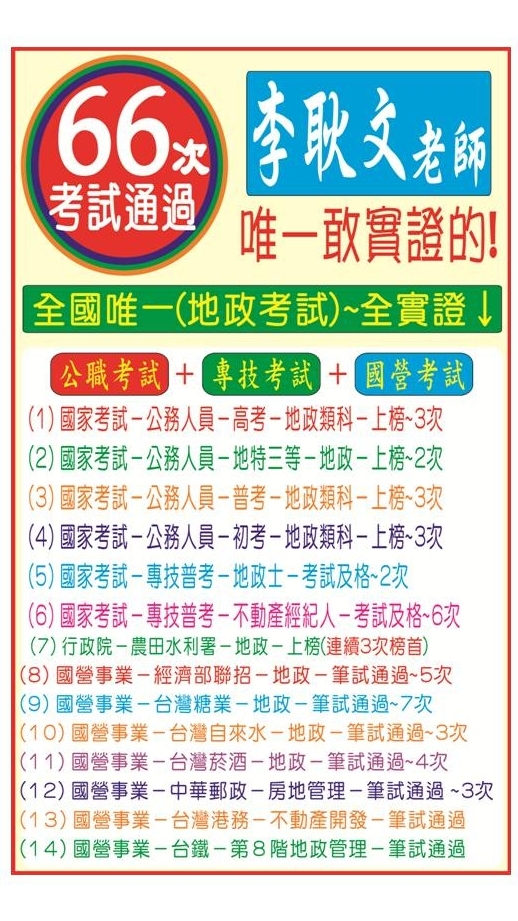 地政士考試上榜~免費輔導!