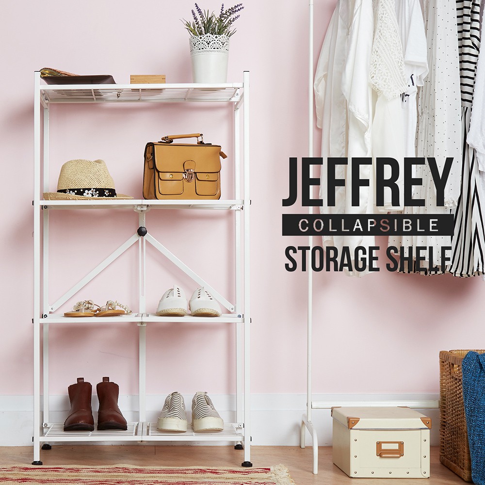 H&D東稻家居 / Jeffrey傑佛瑞可折疊四層收納層架/儲物架/收納架(2色)