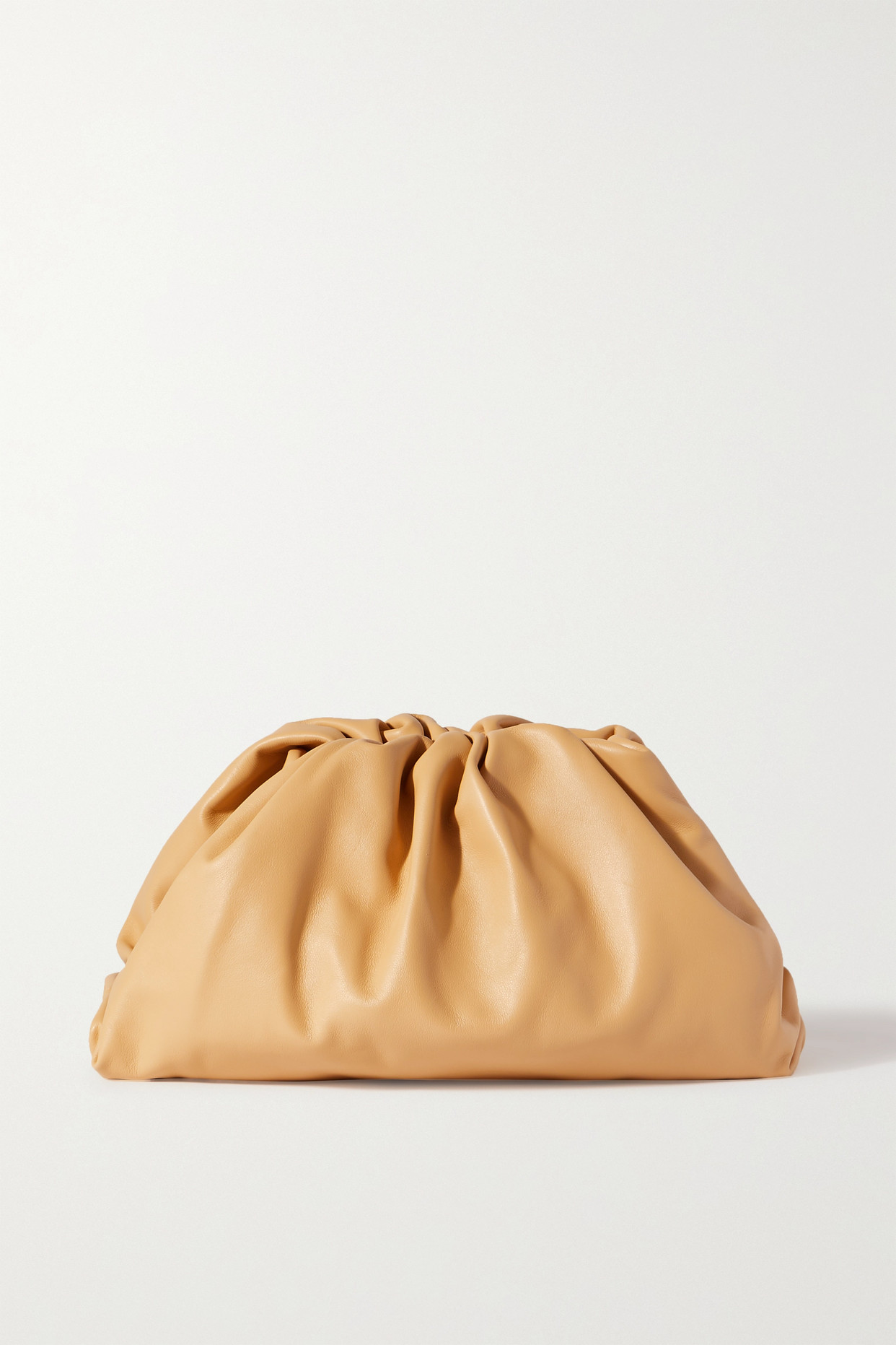 Bottega Veneta - The Pouch Large Gathered Leather Clutch - Beige - one size