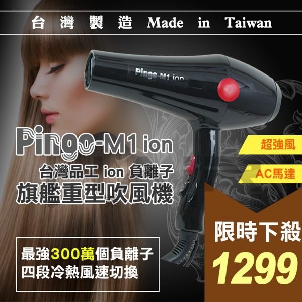 Pingo台灣品工 M1 ion 負離子 專業美髮沙龍旗艦重型吹風機 【HAiR美髮網】