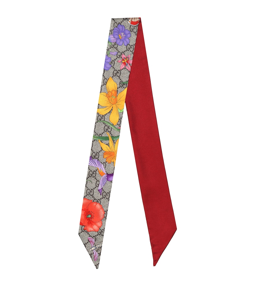 GG Flora silk neck tie