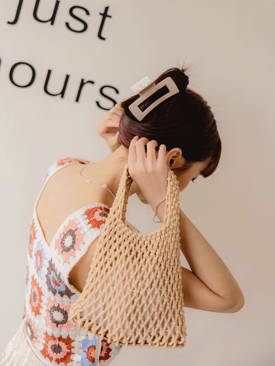 棉繩簡約多色手提編織包