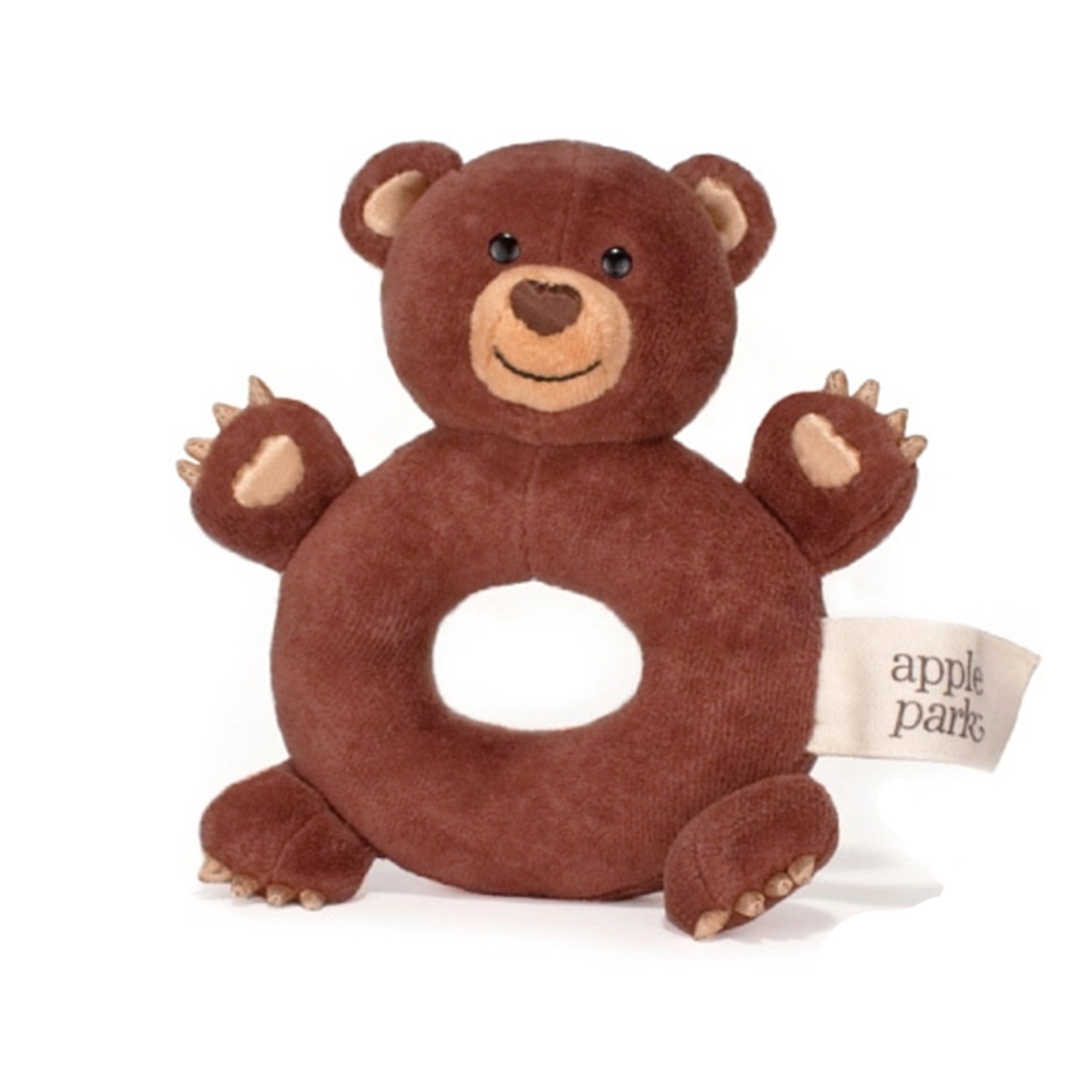 100%有機棉、天然絲，不含有害化學物質。不同材質製作而成，給寶寶觸覺刺激。能舒緩長牙的不適，訓練咀嚼能力。套在寶寶手腕上，吸引寶寶注意。通過GOTS OE100 國際有機材質認證。通過美國玩具安全規