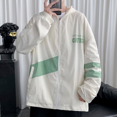 男士夏季防曬衣新款潮牌寬松工裝夾克潮流男裝防曬服薄外套上衣服 0