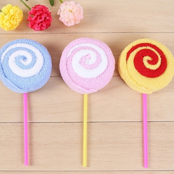 創意小毛巾-純棉可愛小朋友獎勵生日情人節交換禮物棒棒糖手帕[時尚巴黎]