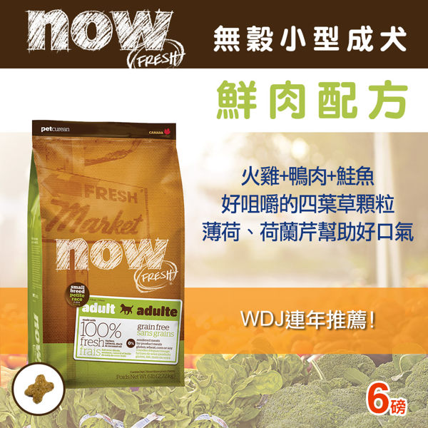 【毛麻吉寵物舖】Now! 鮮肉無穀天然糧 小型成犬配方-6磅-狗飼料/WDJ推薦/狗糧