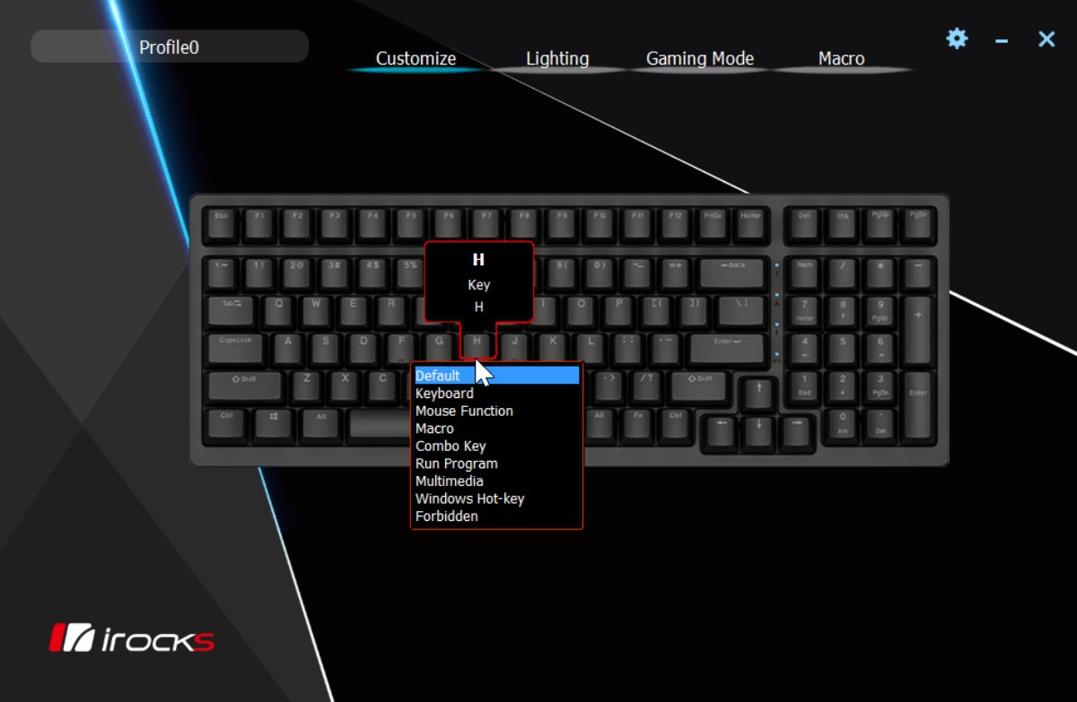 內建軟體可以直接更改任一按鍵的功能。