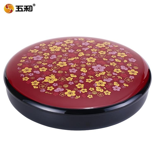 五和紅色過年糖果盒高檔密胺瓜子干果盤現代客廳家用新年堅果盒
