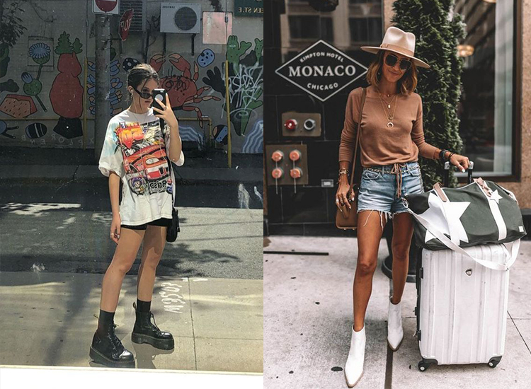 短靴穿搭 馬汀靴　綁帶靴 春季 T恤穿搭 靴子