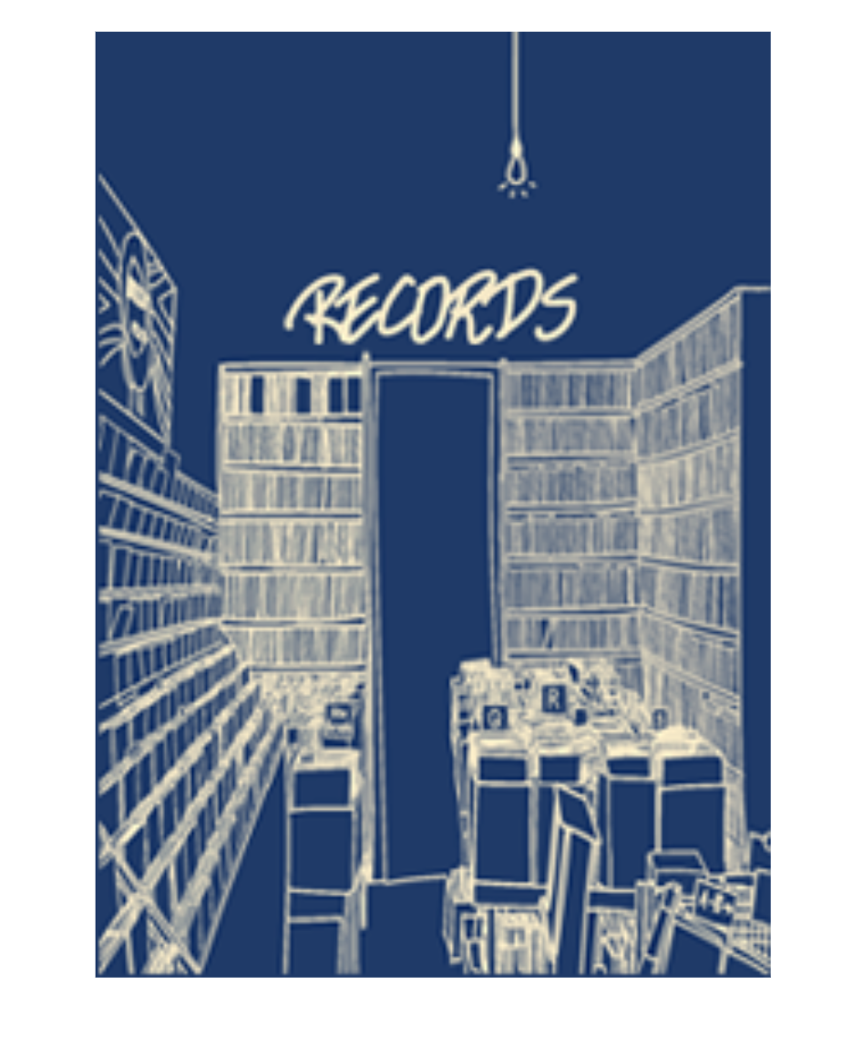 aesthetic record store beige/navy