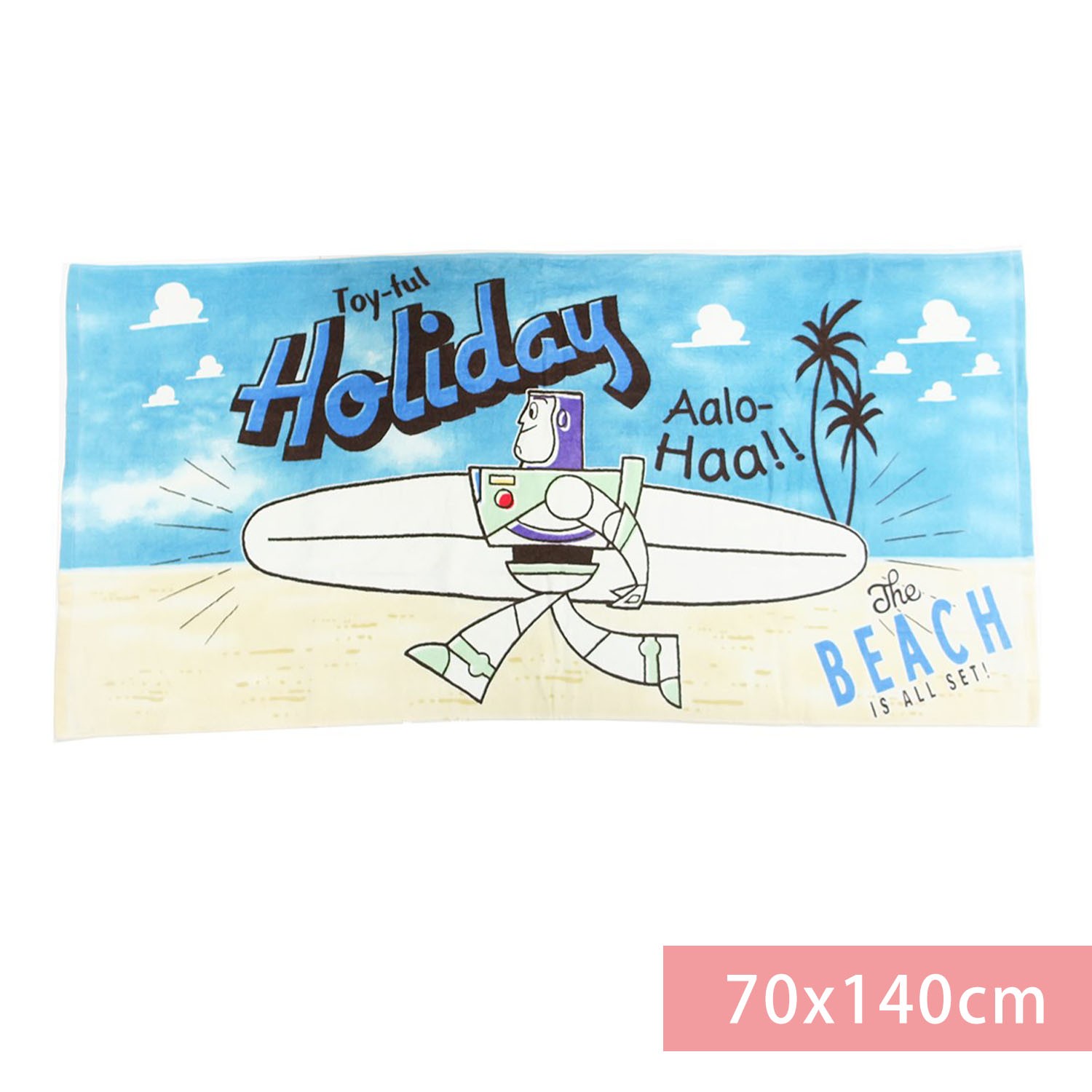 日本代購 - 卡通純棉浴巾-巴斯光年衝浪 (70x140cm)