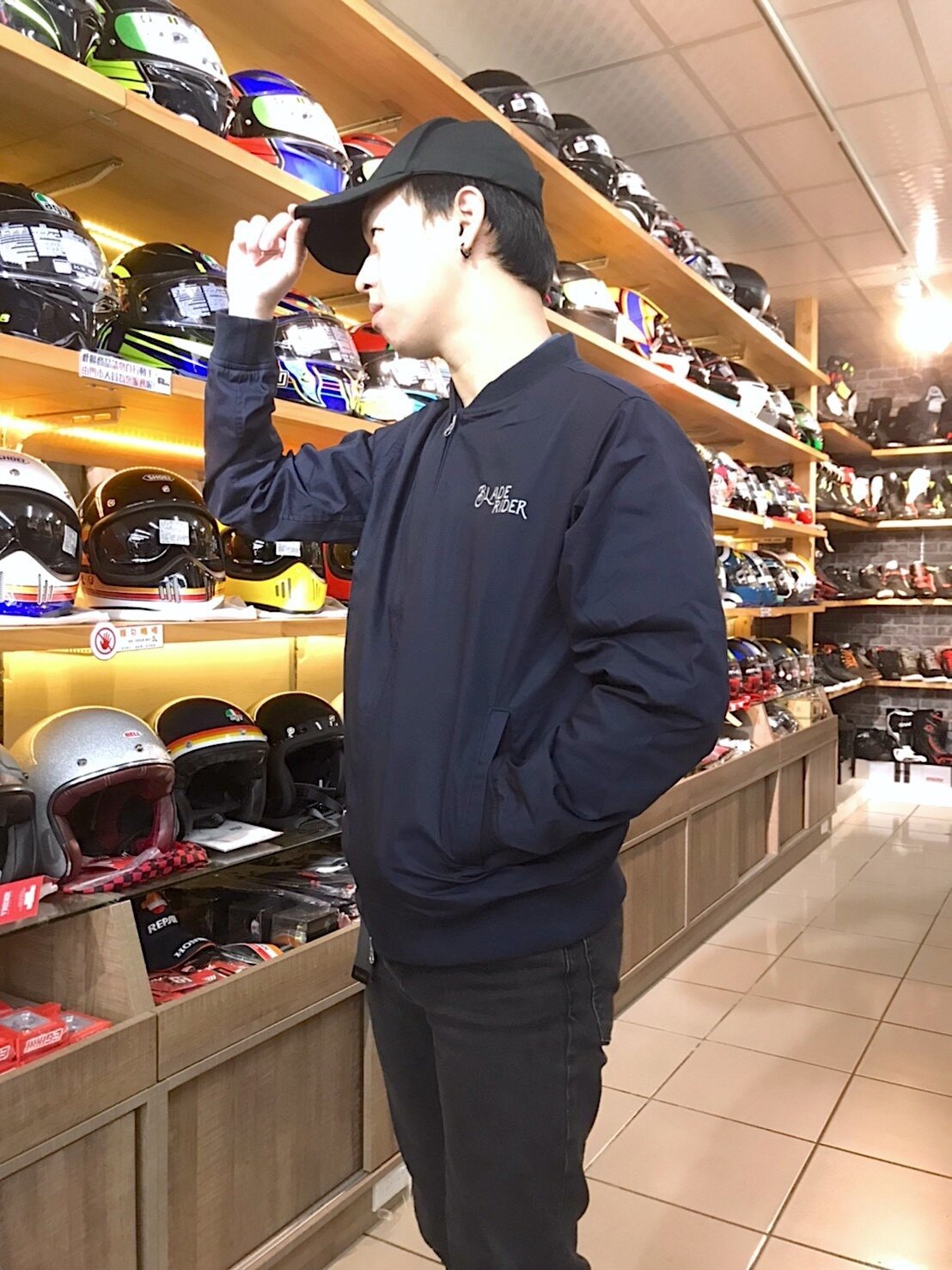 任我行騎士部品 Blade Rider Bomber Jacket 飛行外套 復古風 偉士牌 gogoro 哈雷 海軍藍