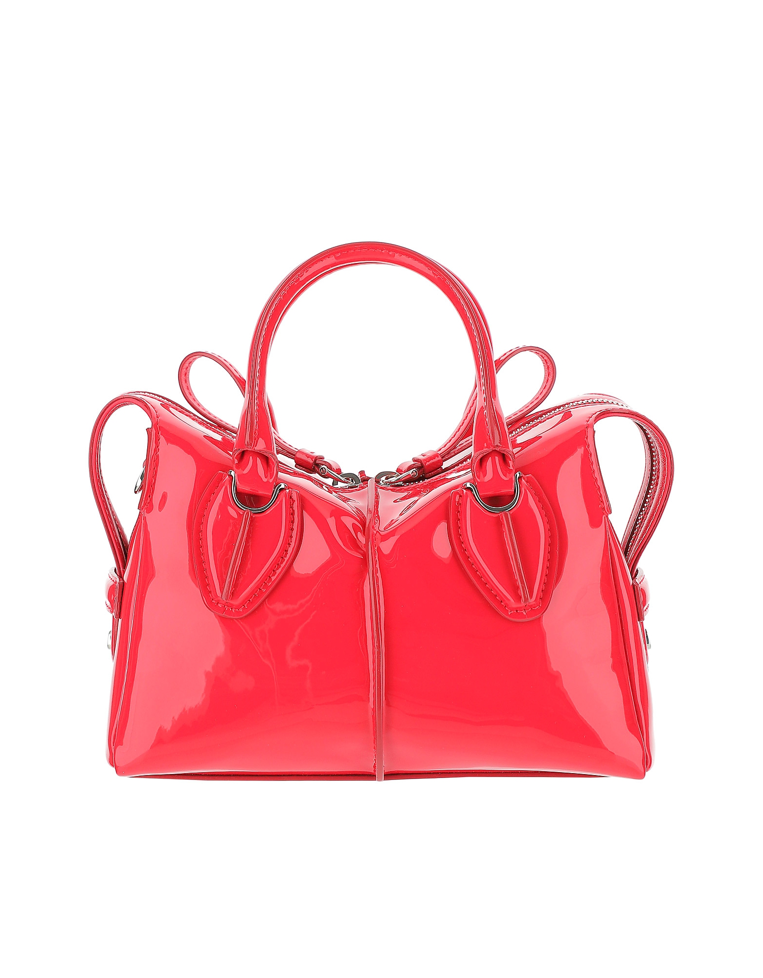 Mini handbag from Tod's D-Styling line made of red patent leather and featuring relief and contrast 