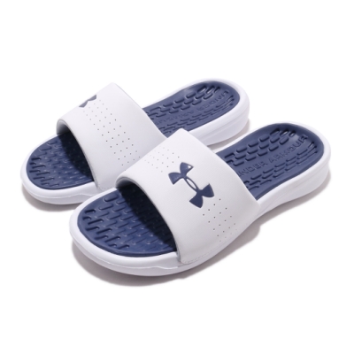 UNDER ARMOUR 型號: 3000063103 Playmaker Fix 套腳 輕便 夏日 舒適 大logo 白 藍