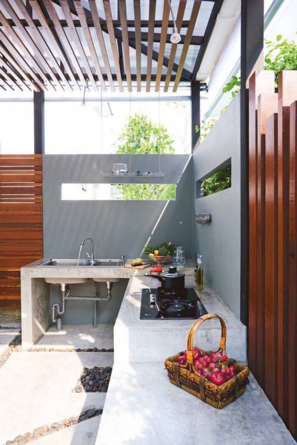 10 Desain Dapur Semi Outdoor  ala Kafe yang Wajib 