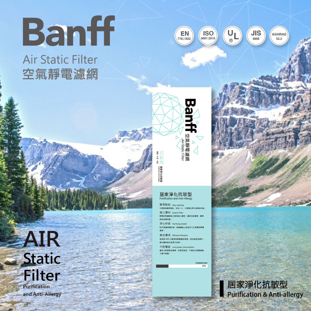【BANFF x Air filter】班夫 空氣靜電濾網 (居家淨化抗敏型)(4入組)