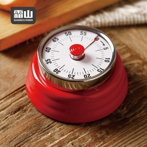 【日本霜山】美式復古造型磁吸機械式計時器(免電池)熱情紅