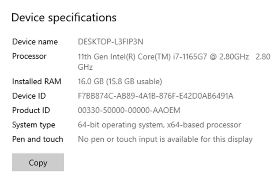 此次受測的 Modern AM271 系統資訊。